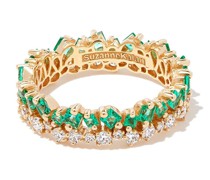 18kt Gelbgoldring mit Smaragd und Diamanten