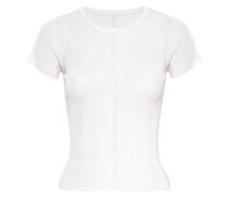 crew-neck knitted silk top
