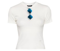 V-neck cotton blend T-shirt