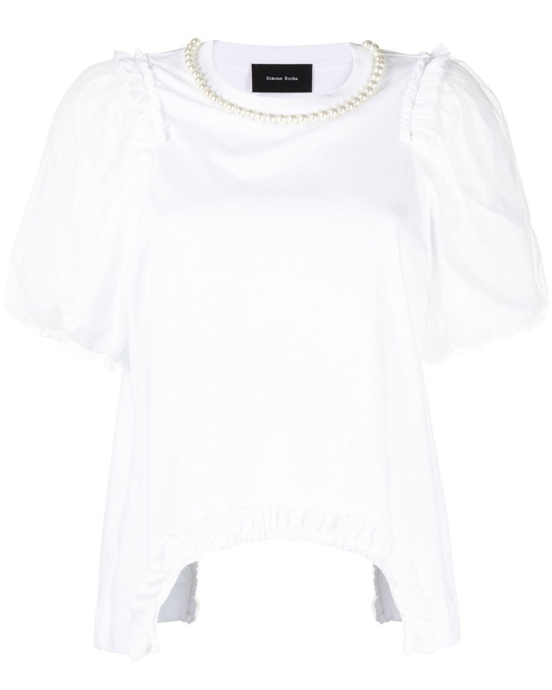 Simone Rocha Damen T-Shirt mit Perlen