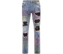 Halbhohe Bombing Graffiti Slim-Fit-Jeans