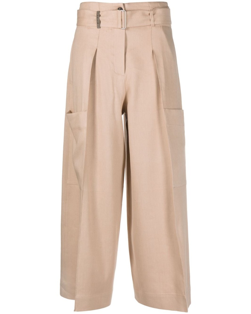 Peserico Damen Weite Cropped-Plisseehose