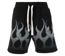 Kurze Shorts mit Flammen-Print