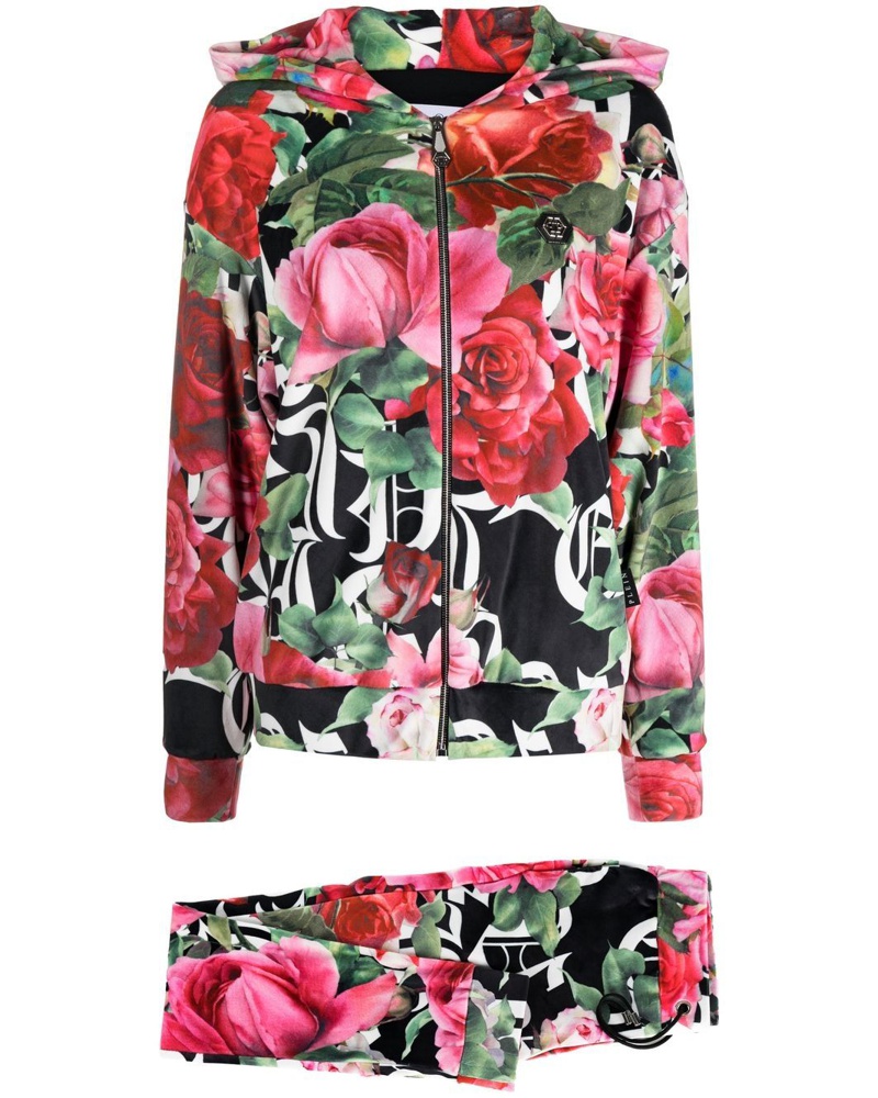 Philipp Plein Damen Jogginganzug mit Blumen-Print ZR7852 Philipp Plein Damen Jogginganzug mit Blumen-Print ZR7852