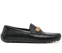 logo-lettering leather loafers