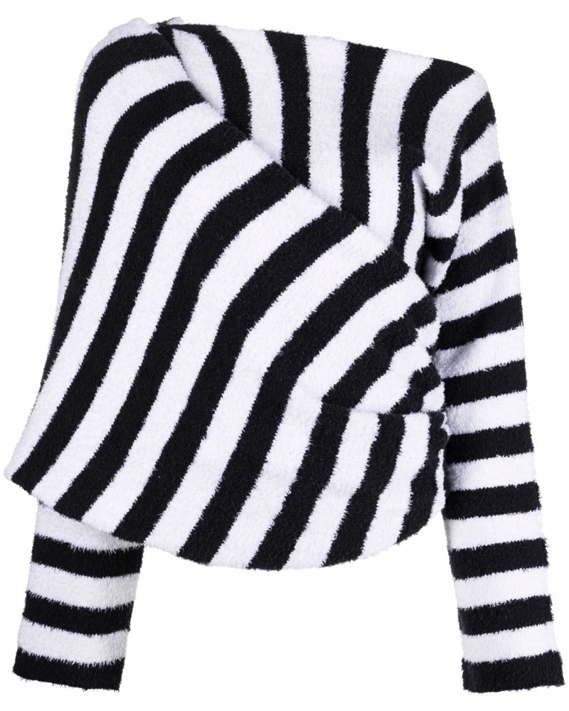 Balmain Damen Gestreiftes Strickoberteil