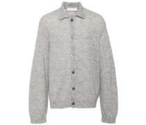pointed-flat collar button-down cardigan