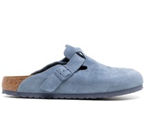 buckled suede leather slippers