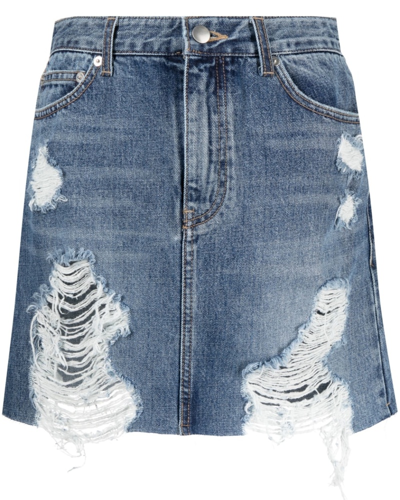 GOEN.J Damen Jeansrock in Distressed-Optik