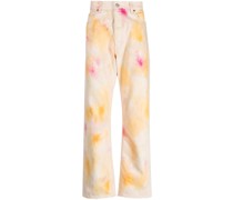 Weite Jeans mit Farbklecks-Print