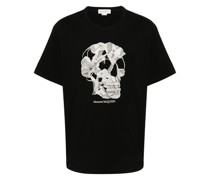 skull-embroidered cotton T-shirt