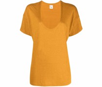 Leinen-T-Shirt mit V-Ausschnitt