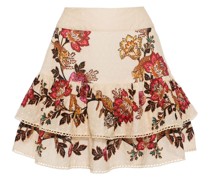 leopard flowers-print ruffled skirt