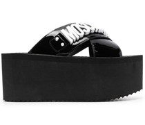Plateau-Sandalen mit Logo-Print
