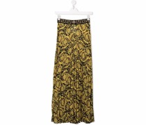 pleated floral baroque-print skirt