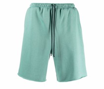 raw-cut hem track shorts