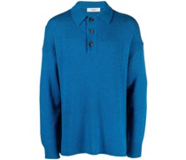 knitted long-sleeve polo shirt
