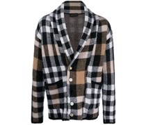 Karierter Cardigan mit Schalkragen