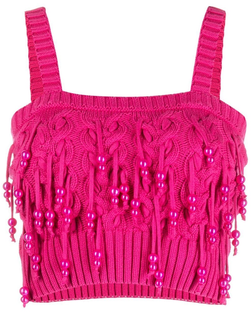 Pinko Damen Cropped-Top mit Perlen