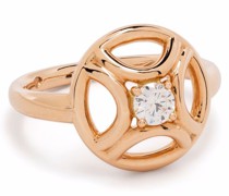 18kt Rotgoldring mit Diamanten
