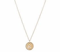 18kt K Initial Charm Gelbgoldhalskette