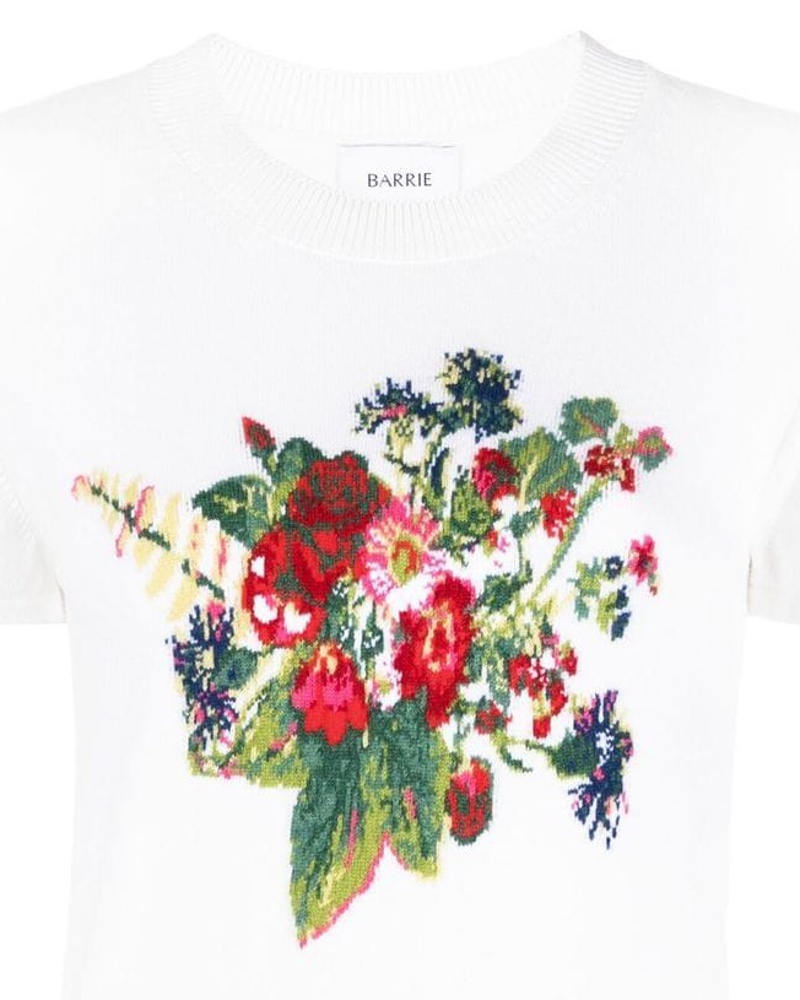 Barrie Damen Kurzärmeliger Intarsien-Pullover