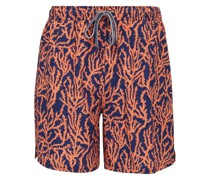coral-print swim shorts