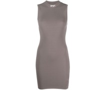 Geripptes Minikleid mit Logo-Stickerei