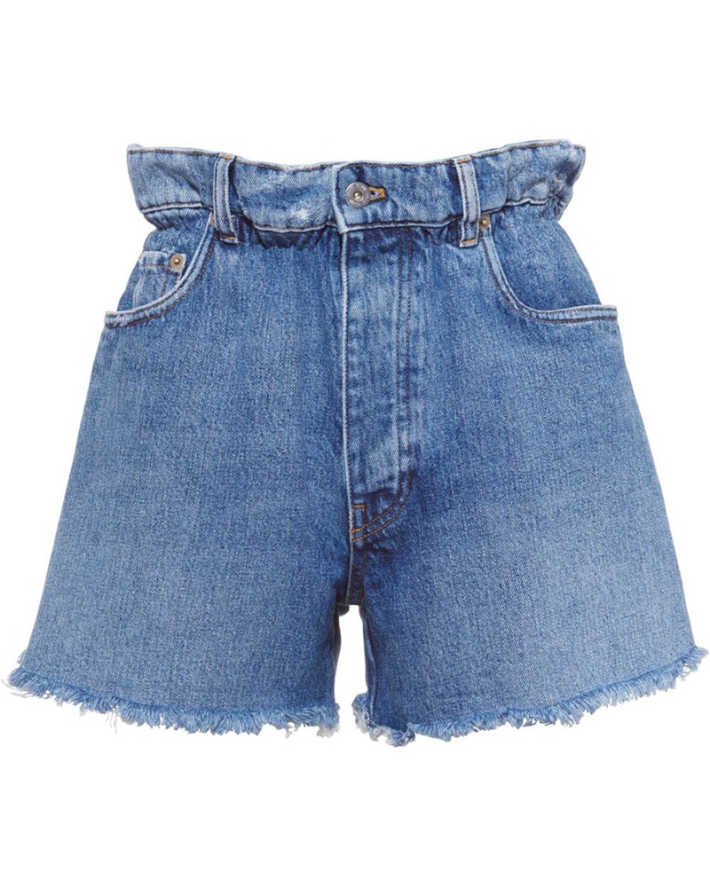 Miu Miu Damen Jeansshorts mit Paperbag-Taille