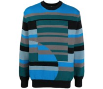 Intarsien-Pullover mit Streifen