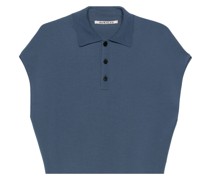 ribbed-knit polo shirt