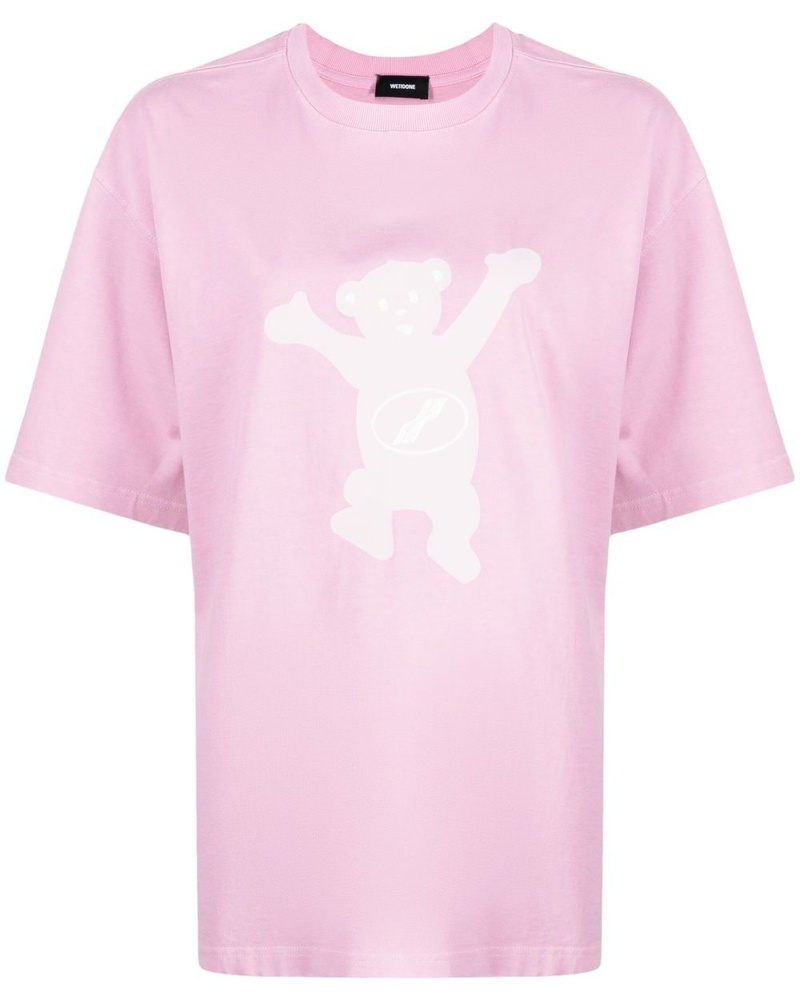 WE 11 DONE Damen T-Shirt mit Teddy-Print