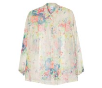 floral-print crepon shirt