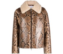 Cropped-Jacke mit Schlangenleder-Print