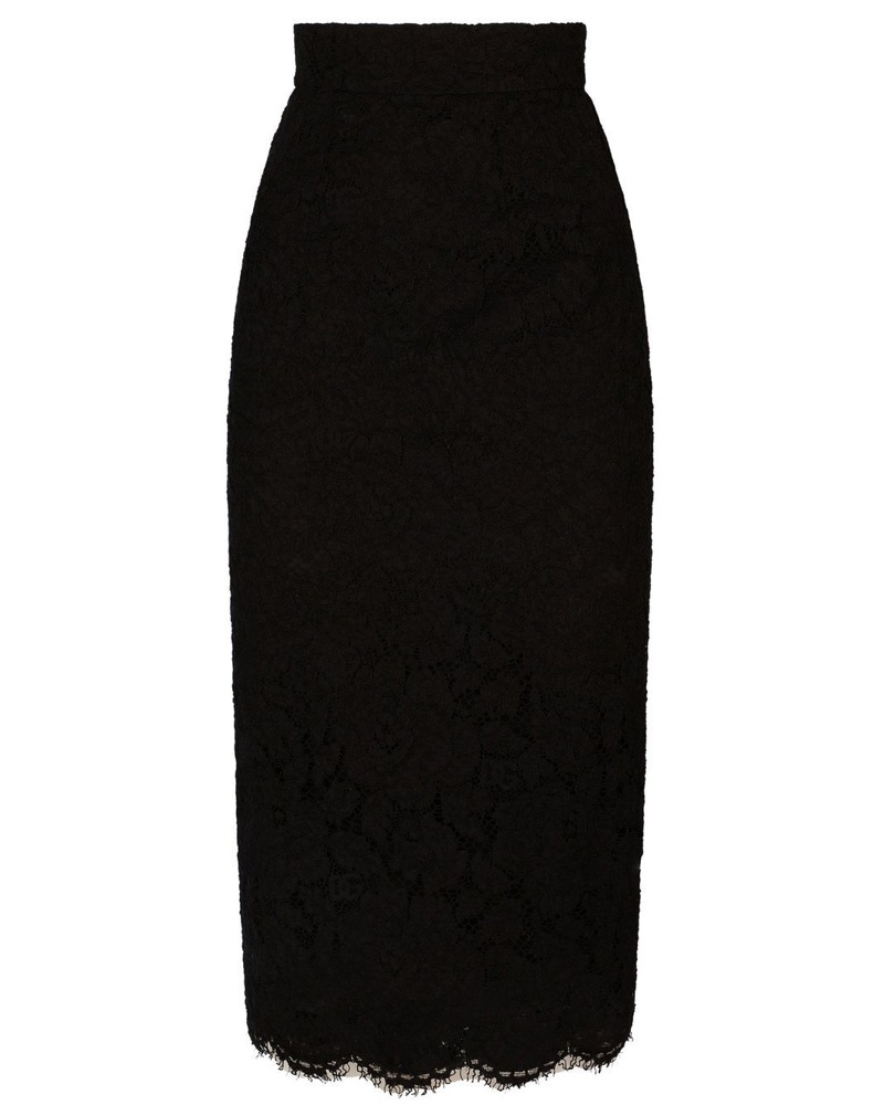 Dolce & Gabbana Damen Midirock mit Spitzendetail