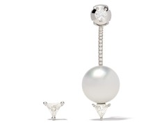 18kt 'Pearl & Triangle' Weißgoldohrringe