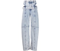 cut-out high-waisted wide-leg jeans