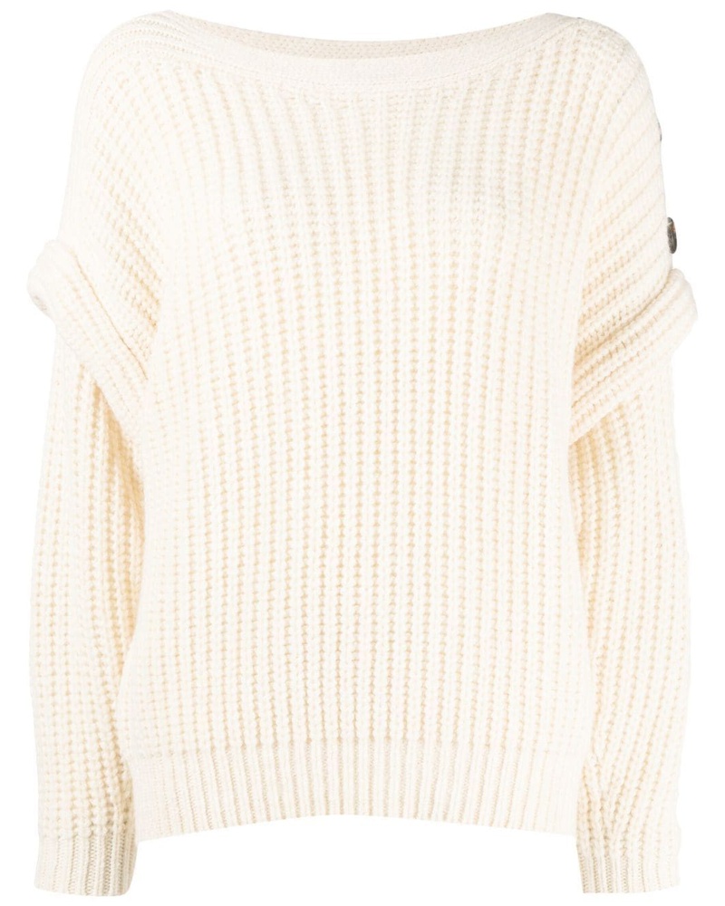 IRO Damen Pullover mit geknöpften Schultern