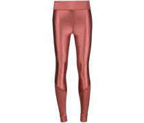 Gerippte Leggings im Metallic-Look