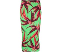 Geripptes Kleid mit Blumen-Print