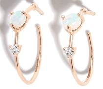 14kt Gelbgoldohrstecker mit Diamanten und Opal