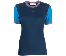 Geripptes T-Shirt mit Logo