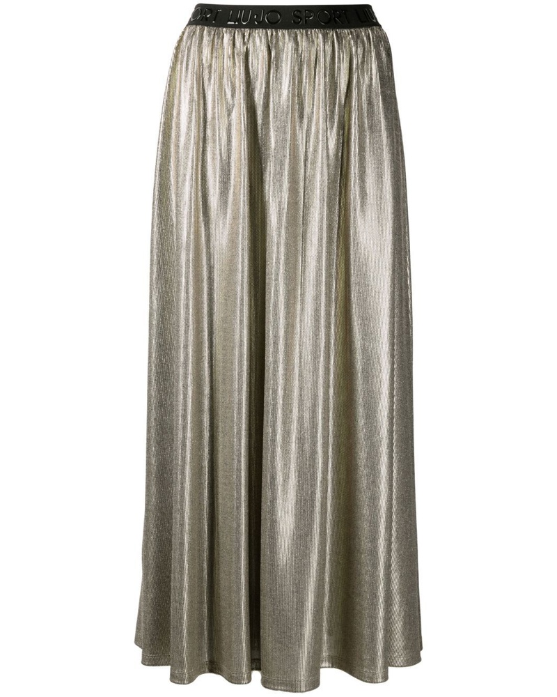 Liu Jo Damen Midirock mit Logo-Bund
