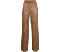 perforated-knit flared trousers