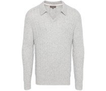 Polo-Pullover mit Zopfmuster
