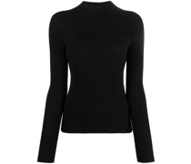 Gerippter Pullover mit Stehkragen
