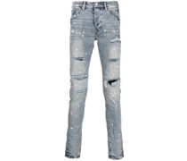 Halbhohe Jeans mit Distressed-Detail