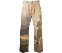 Jeans mit Landschafts-Print