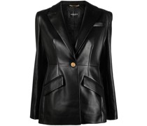 single-breasted leather blazer