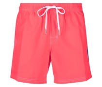 Gestreifte Badeshorts mit Logo-Patch